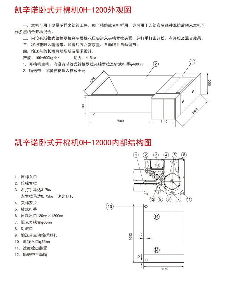 凯辛诺卧式开棉机